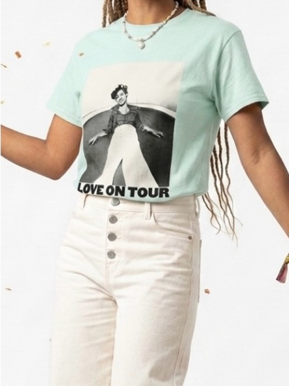 Harry Styles Love On Tour 2021 Mint Green Graphic Tee Shirt Small EUC